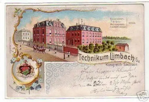 schöne Ak Lithographie Technikum Limbach Sa. 1898