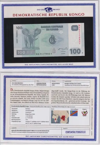 100 Francs Banknote Demokratische Republik Kongo 2007 kassenfrisch UNC (170111)