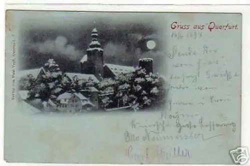schöne Mondscheinkarte Gruss aus Querfurt im Winter