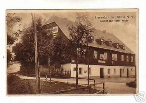 schöne Ak Zinnwald Gasthof sächsischer Reiter 1925