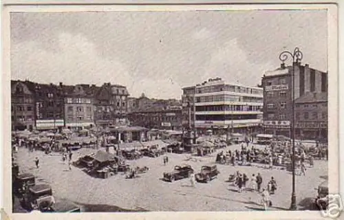 06162 Ak Böhmen & Mähren Mor. Ostrava Markt um 1940