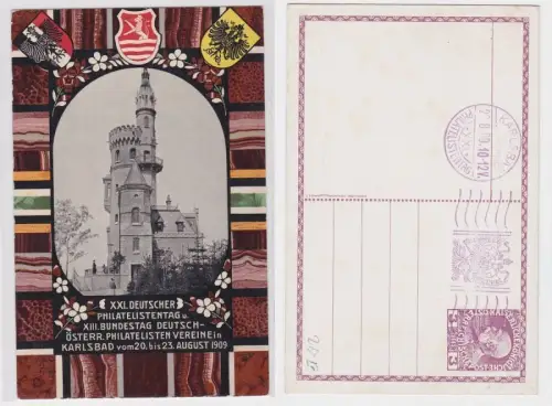 22055 Ganzsachen Ak Philatelistentag Karlsbad 1910