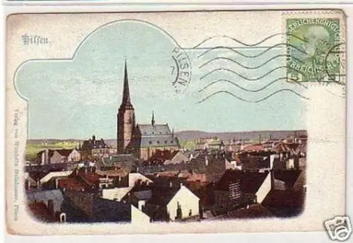 33273 Ak Pilsen in Böhmen Totalansicht 1908