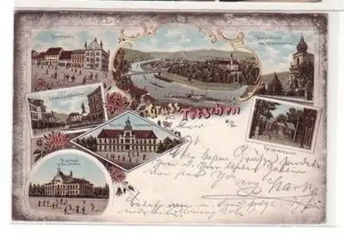 55159 Ak Lithographie Gruß aus Tetschen an der Elbe 1898