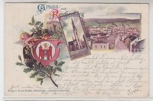 58837 Ak Lithographie Gruß aus Reichenberg in Böhmen 1899