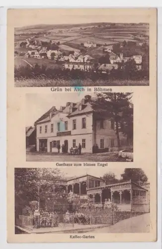 68725 Mehrbild Ak Grün bei Asch in Böhmen - Gasthaus, Kaffee-Garten 1928