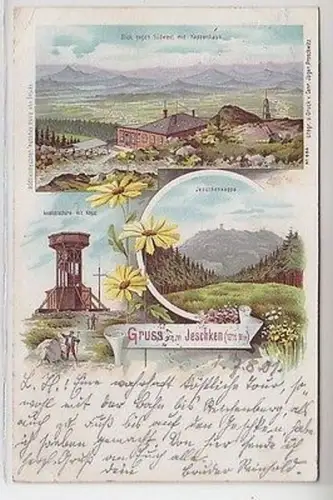 62296 Ak Lithografie Gruss vom Jeschken mit Koppenhaus 1901