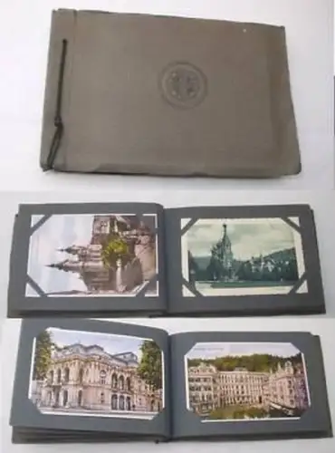 Postkartenalbum mit 45 Ansichtskarten Karlsbad um 1920