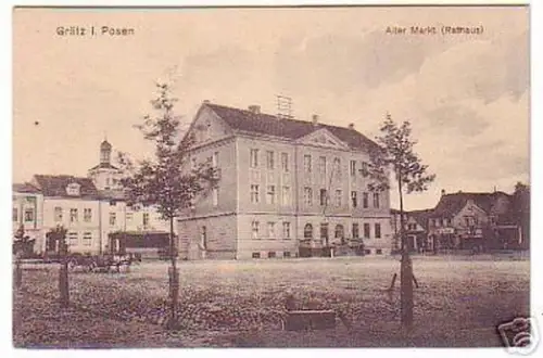 04857 Ak Grätz in Posen alter Markt Rathaus um 1920