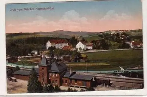 54582 Ak Gruß vom Bahnhof Hermsdorf Bad um 1920
