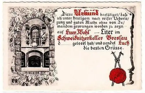 65340 Ak Humor aus dem Schweidnitzerkeller Breslau um 1910