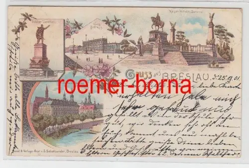 74318 Ak Lithografie Gruss aus Breslau Oberlandesgericht usw. 1901