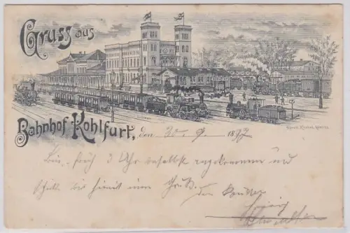 89860 Ak Gruß aus Bahnhof Kohlfurt Wegliniec 1897