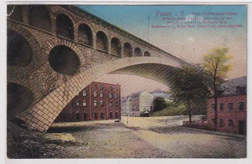 75688 Ak Plauen i.V. - König Friedich-August-Brücke um 1910