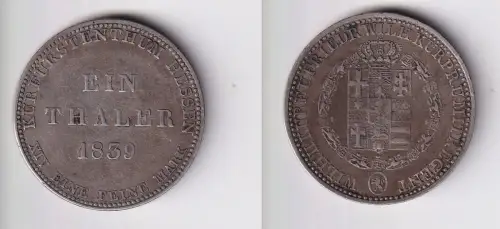 1 Taler Silber Münze Hessen-Kassel 1839 ss+ (118980)
