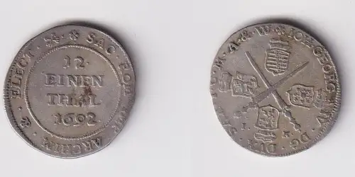1/12 Taler Sachsen albertinische Linie 1692 IK f.ss (148227)