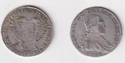 1/6 Taler Silber Münze Sachsen 1792 IEC ss+ (152518)