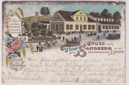 95255 Ak Litohgraphie Gruß vom Gasthof zum Sandberg Rückmarsdorf 1901