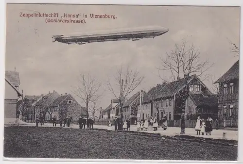 43894 Ak Zeppelinluftschiff "Hansa" in Vienenburg (Goslaerstrasse) 1913