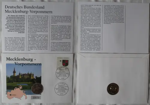 DDR Numisbrief mit 5 Mark Überseehafen Rostock 1988 / 1993 (167783)