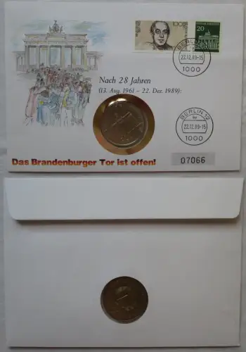 Numisbrief mit 20 Mark Brandenburger Tor ist wieder offen 22.12.1989 (168029)