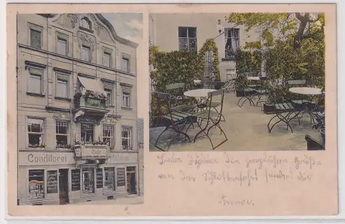 901080 Mehrbild Feldpost  Ak Riesa Konditorei & Café Möbius 1917