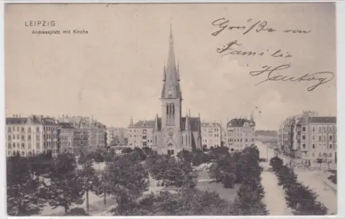 34752 Ak Leipzig Andreasplatz mit Kirche 1906