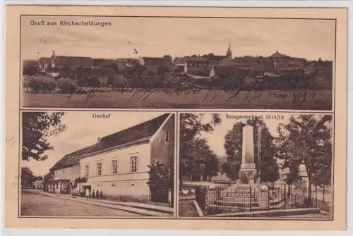 16438 Mehrbild Ak Gruß aus Kirchscheidungen Gasthof, Kriegerdenkmal usw. 1928