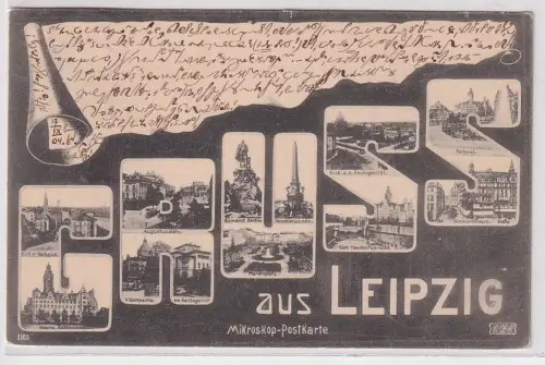 33128 Mikroskop Postkarte Gruss aus Leipzig 1904