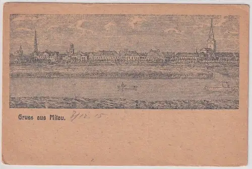 54703 Ak Gruss aus Mitau Jelgava Stadtansicht Feldpost 1915