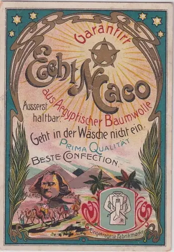 58399 Reklame Ak Garantiert "Echt Maco" aus ägyptischer Baumwolle um 1910