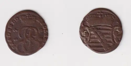 1 Heller Kupfer Münze Sachsen Coburg Saalfeld 1725 f.ss (115963)
