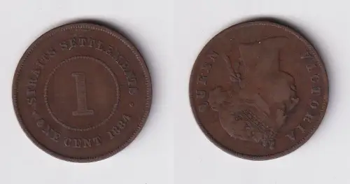 1 Cent Kupfer Münze Straits Settlements 1884 ss (141237)