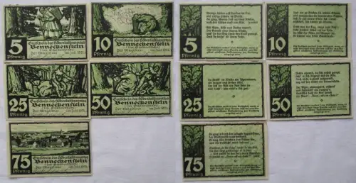 5 Banknoten Notgeld Stadt Benneckenstein 1921 (104882)