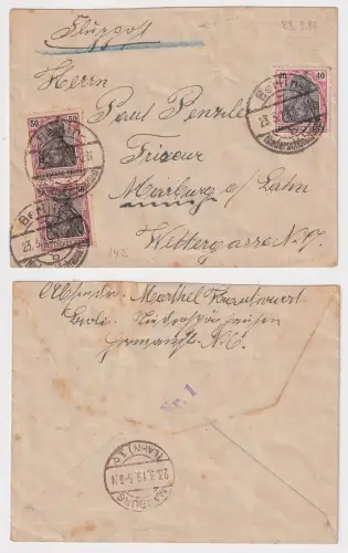 53406 Luftpostbrief Luftpost Berlin Niederschönhausen nach Marburg 23.3.1919