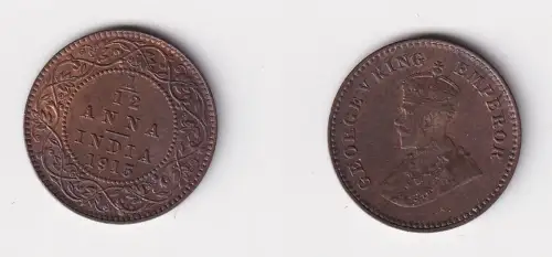 1/12 Anna Kupfer Münze Indien 1915 vz (155492)