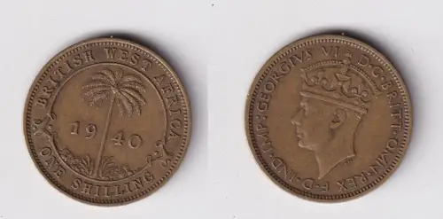 1 Schilling Messing Münze Britisch Westafrika 1940 ss (169773)
