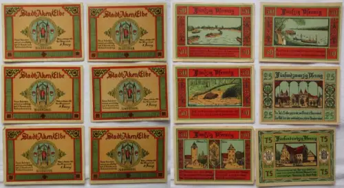 6 Banknoten Notgeld Stadt Aken 1921 (103116)
