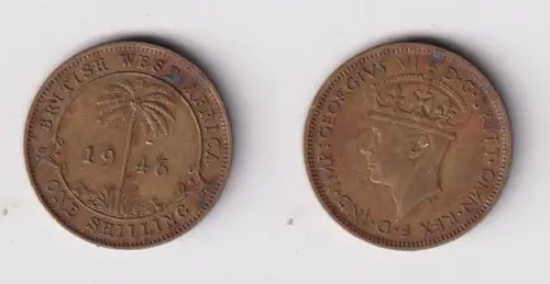 1 Schilling Messing Münze Britisch Westafrika 1946 ss (169721)