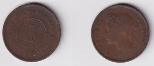 1 Cent Kupfer Münze Straits Settlements 1873 s/ss (139265)