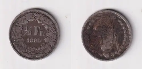 1/2 Franken Silber Münze Schweiz 1898 B s/ss (105905)