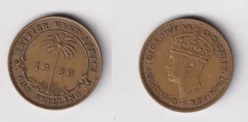 1 Schilling Messing Münze Britisch Westafrika 1939 ss (169539)
