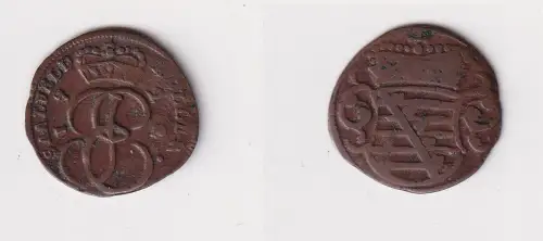 1 Heller Kupfer Münze Sachsen Coburg Saalfeld 1722 f.ss (112909)