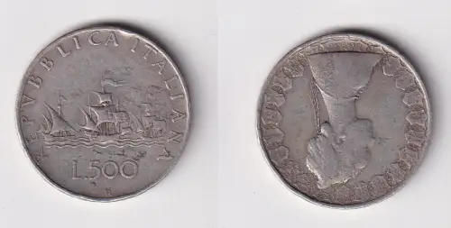 500 Lire Silber Münze Italien 1959 Kolumbus Flotte ss+ (166768)