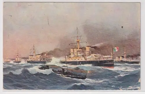 25440 Künstler Ak Kriegsschiffe unter mexikanischer Flagge 1914