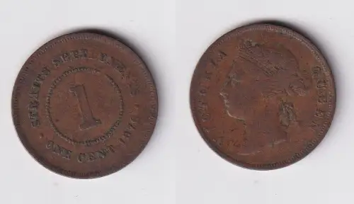 1 Cent Kupfer Münze Straits Settlements 1876 s/ss (146201)
