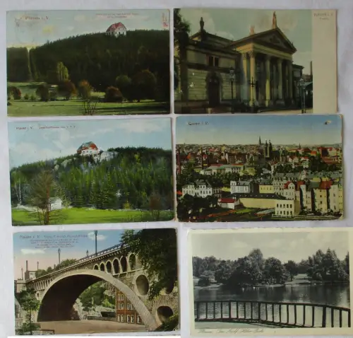 905252 / 6 Ak Plauen Theater, Totale, Brücke, Unterkunftshaus um 1900 bis 1940