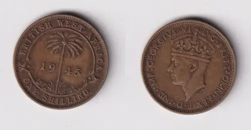1 Schilling Messing Münze Britisch Westafrika 1945 ss (169722)