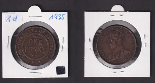1 Penny Kupfer Münze Australien George V. 1935 ss (169569)