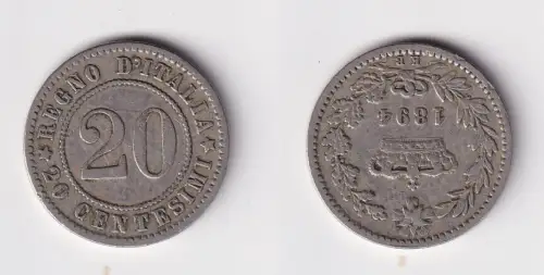 20 Centesimi Nickel Münze Italien 1894 KB ss (124586)